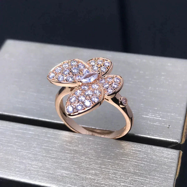 ˇMagic JewelryˇBUTTERFLY PINK GOLD DIAMOND RING