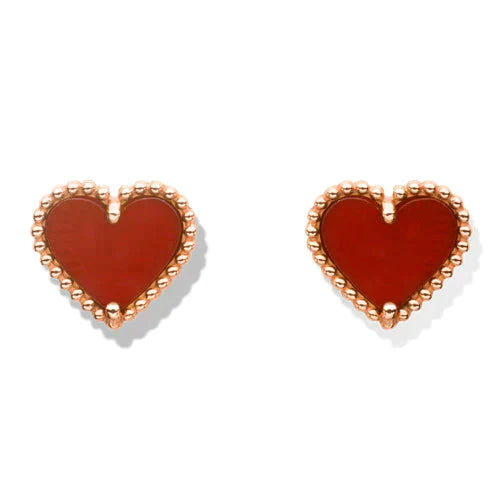 ˇMagic JewelryˇHEART CARNELIAN STUD EARRINGS