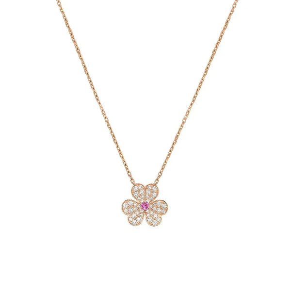 ˇMagic JewelryˇFRIVOLE ROSE GOLD FLOWER DIAMOND NECKLACE
